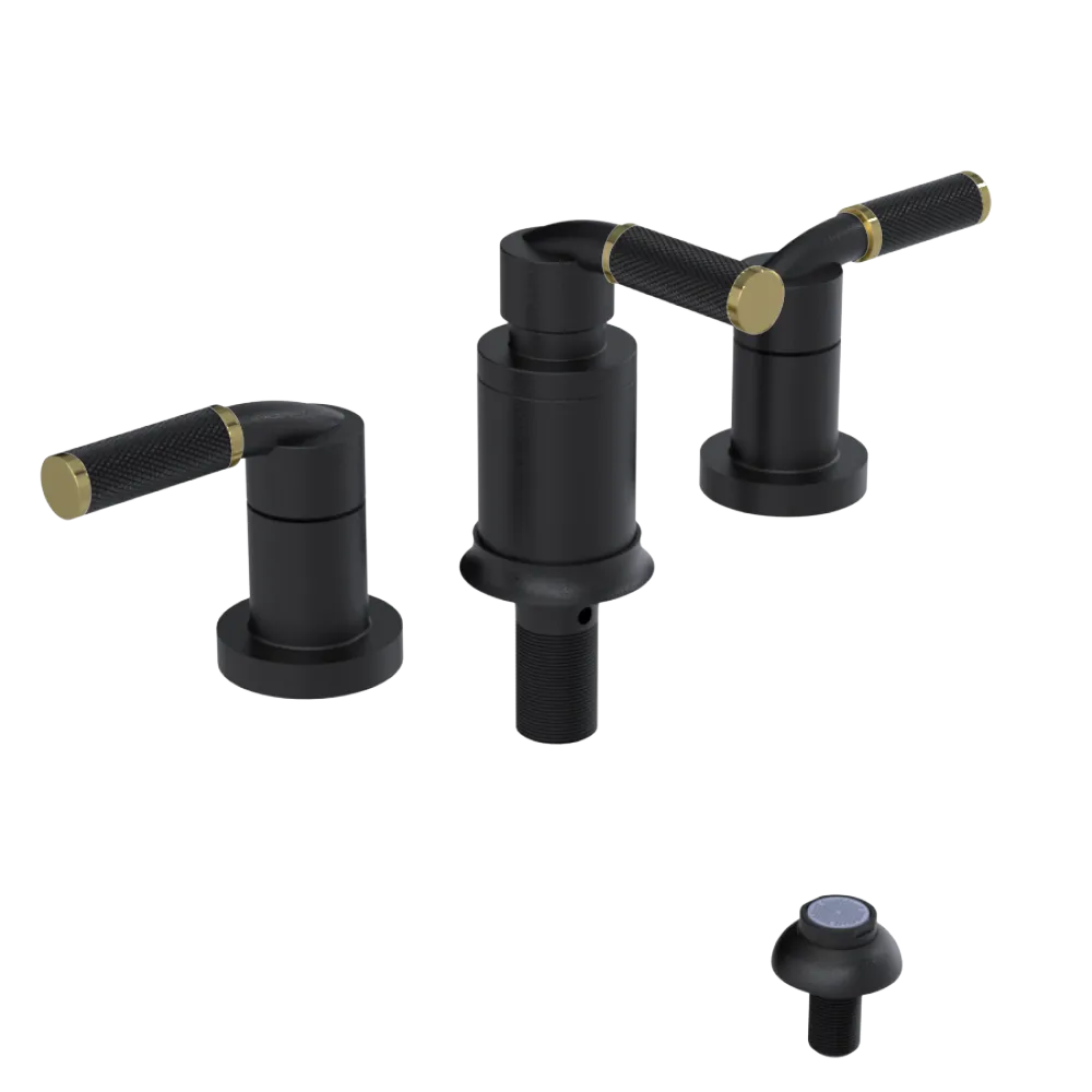Rubinet Bidet Fitting with Spray, Diverter, and Vacum Breaker (Less Drain) Matt Black