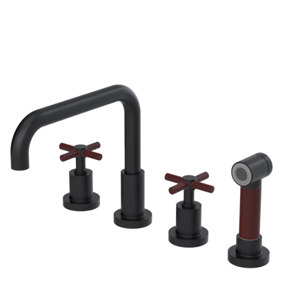 Rubinet Widespread Kitchen Set with Hand Spray Matt Black