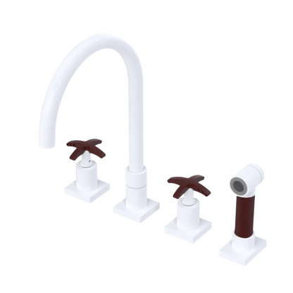 Rubinet Widespread Kitchen Set with Hand Spray White