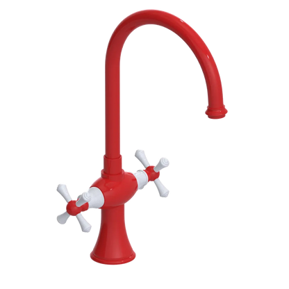 Rubinet Two Handle Single Hole Kitchen Set Red