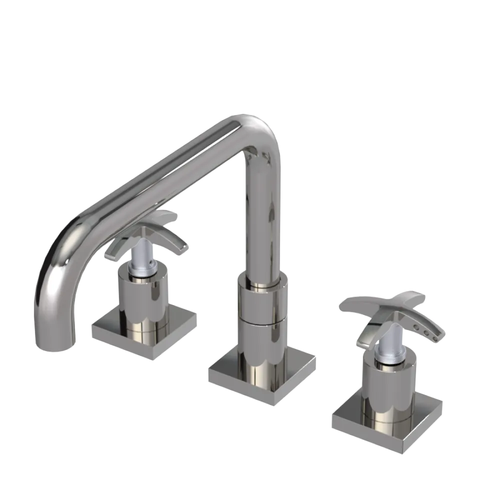 Rubinet Widespread Kitchen Set with Genesis Spout Polished Nickel