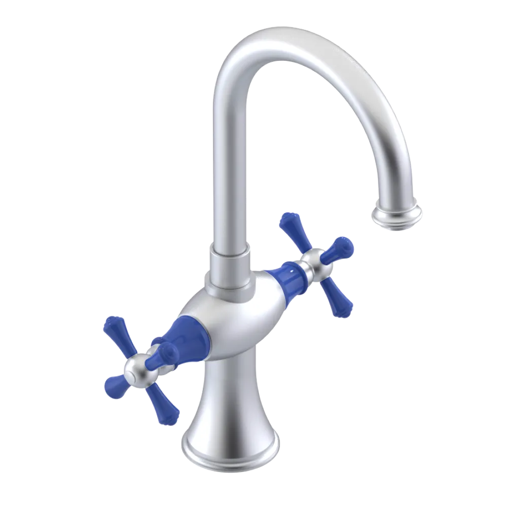 Rubinet Single Hole Dual Handle Lav. Set. (less drain) Satin Chrome