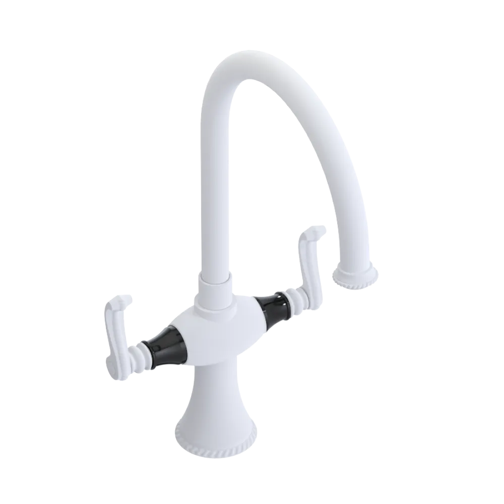 Rubinet Two Handle Single Hole Kitchen Set Matt White