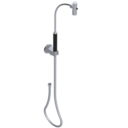 Rubinet Hand Held Shower Bidet with Extended Reach & Dual Function Spray Including Wall Bracket with Supply & Hose (Round) Satin Chrome