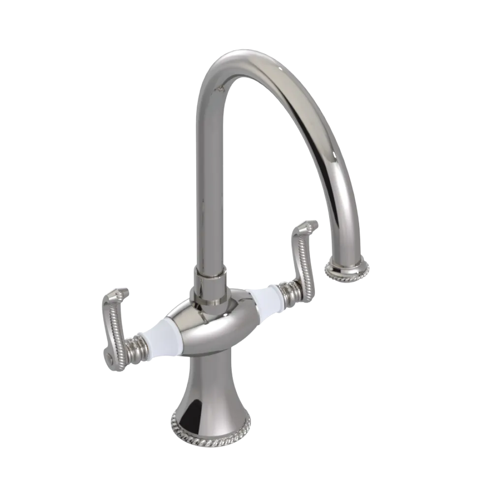 Rubinet Two Handle Single Hole Kitchen Set Polished Nickel
