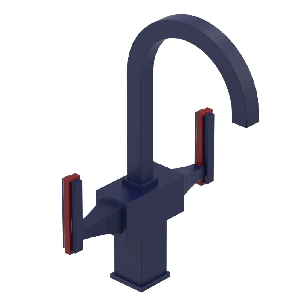 Rubinet Single Hole Dual Handle Lav. Set. (less drain) Midnight Blue