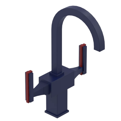 Rubinet Single Hole Dual Handle Lav. Set. (less drain) Midnight Blue