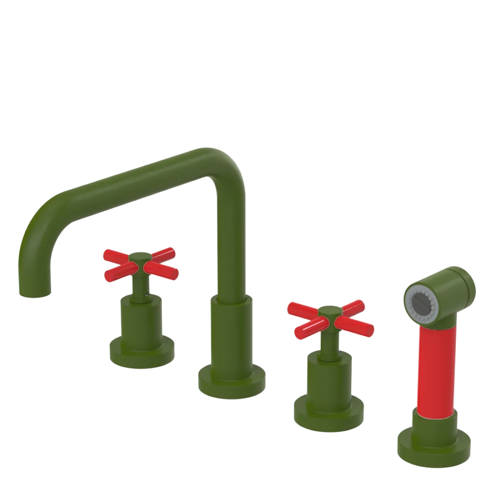 Rubinet Widespread Kitchen Set with Hand Spray Green Envy
