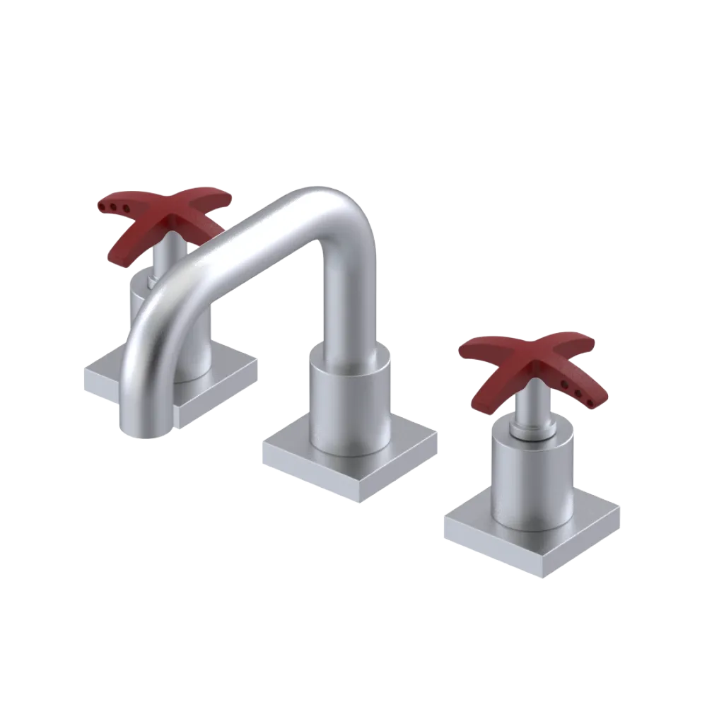 Rubinet Widespread Lav. Set. with Genesis spout (less drain) Satin Chrome