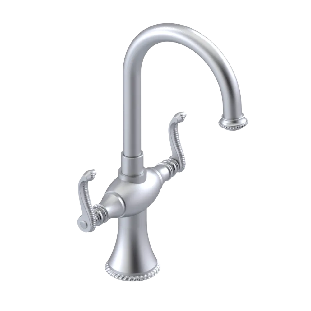 Rubinet Single Hole Dual Handle Lav. Set. (less drain) Satin Chrome