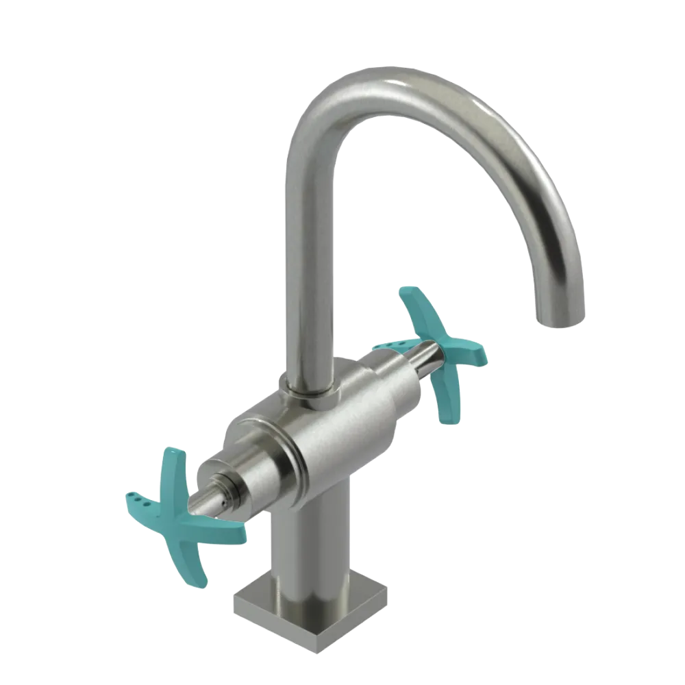 Rubinet Single Hole Dual Handle Lav. Set. (less drain) Satin Nickel