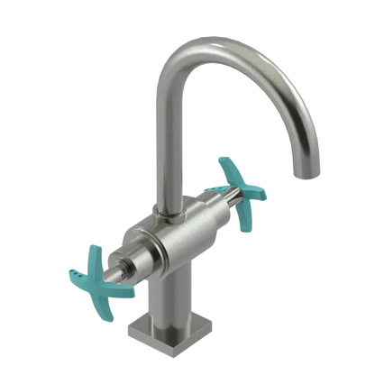 Rubinet Single Hole Dual Handle Lav. Set. (less drain) Satin Nickel