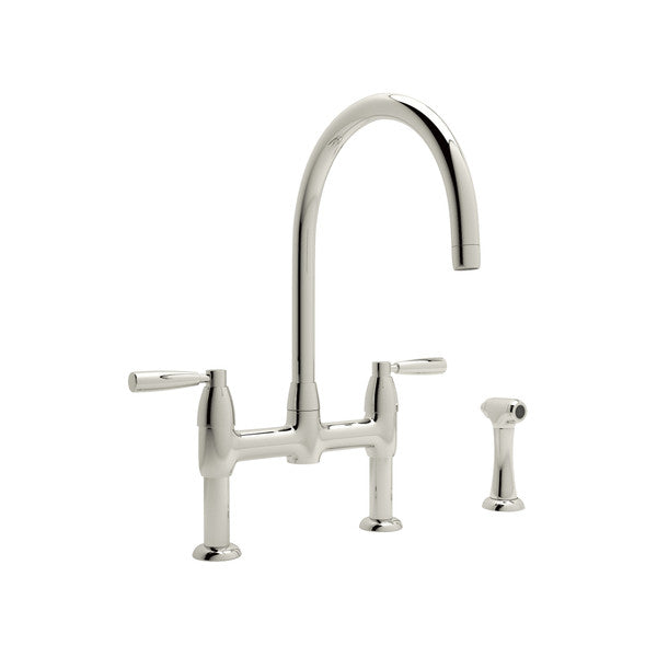 Perrin & Rowe Holborn Bridge Kitchen Faucet with Sidespray With Metal Lever Handle