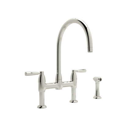 Perrin & Rowe Holborn Bridge Kitchen Faucet with Sidespray With Metal Lever Handle