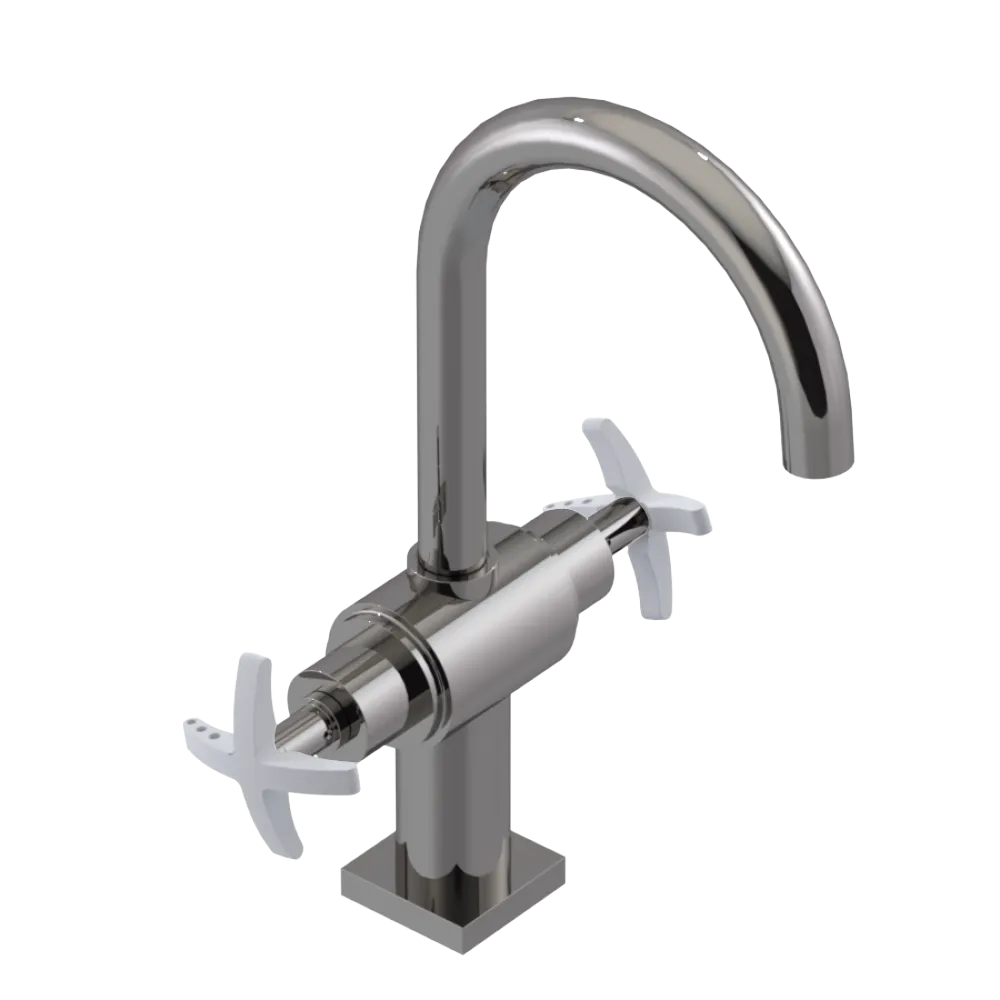 Rubinet Single Hole Dual Handle Lav. Set. (less drain) Polished Nickel