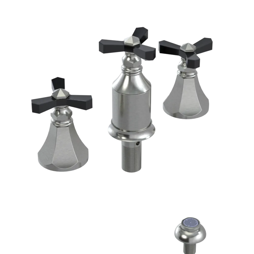 Rubinet Bidet Fitting with Spray, Diverter, and Vacum Breaker (Less Drain) Satin Nickel