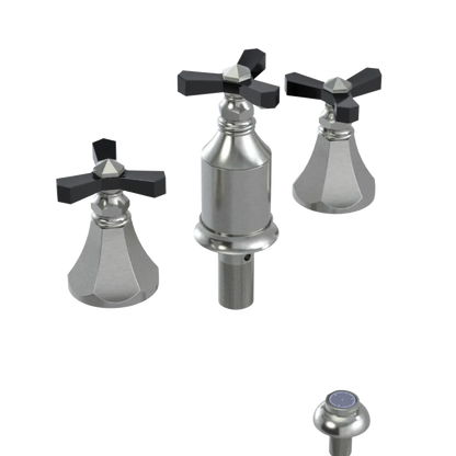 Rubinet Bidet Fitting with Spray, Diverter, and Vacum Breaker (Less Drain) Satin Nickel