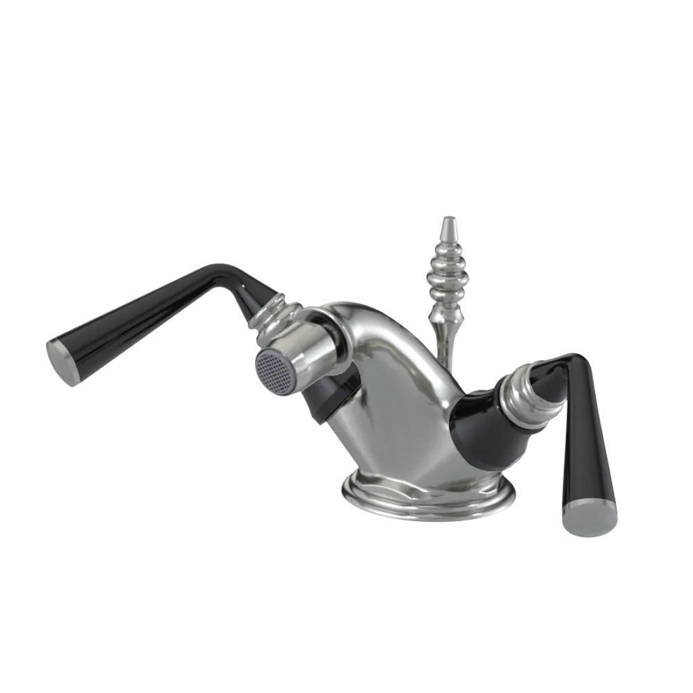 Rubinet Single Hole Dual Handle Bidet Fitting (Less Drain) Satin Nickel