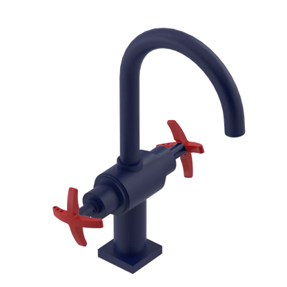Rubinet Single Hole Dual Handle Lav. Set. (less drain) Midnight Blue