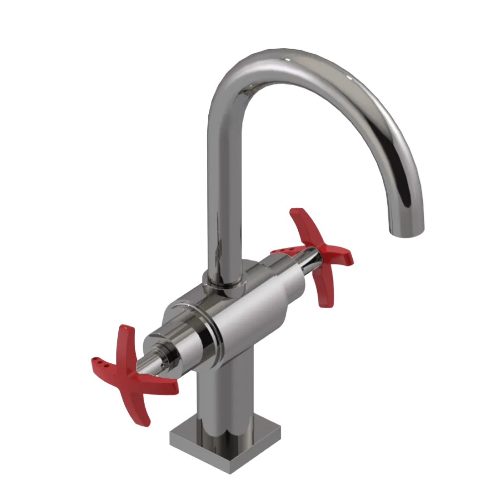 Rubinet Single Hole Dual Handle Lav. Set. (less drain) Polished Nickel