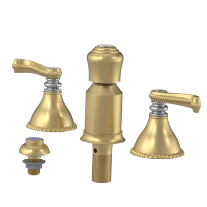 Rubinet Bidet Fitting with Spray, Diverter, and Vacum Breaker (Less Drain) Satin Brass