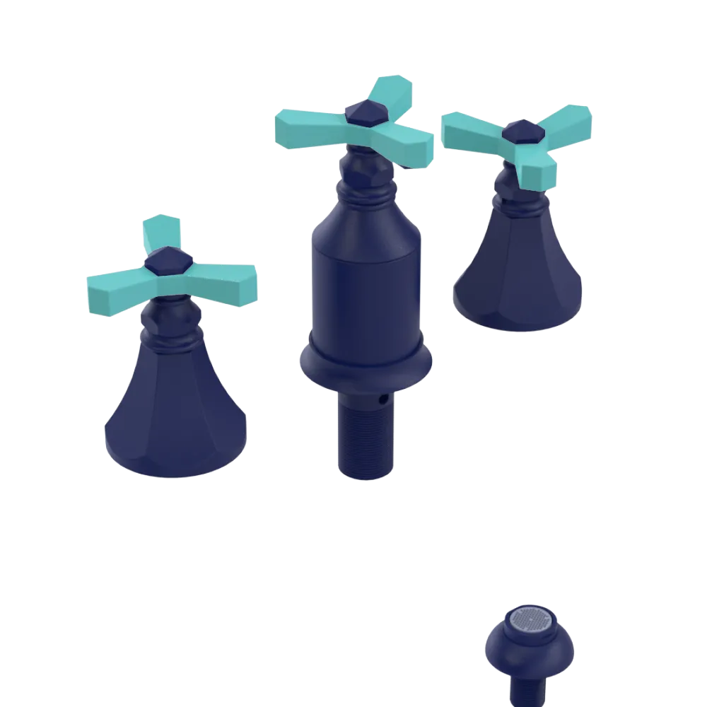 Rubinet Bidet Fitting with Spray, Diverter, and Vacum Breaker (Less Drain) Midnight Blue