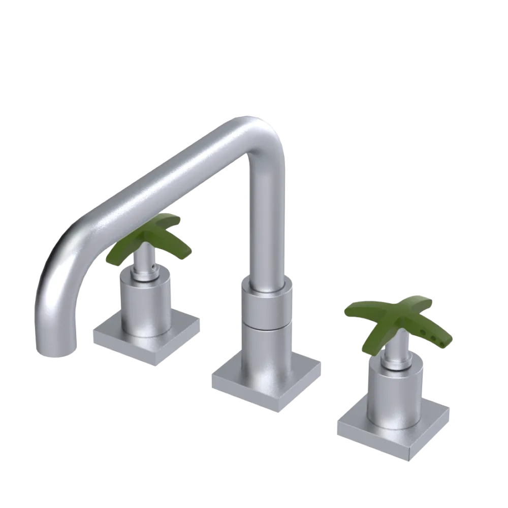Rubinet Widespread Kitchen Set with Genesis Spout Satin Chrome