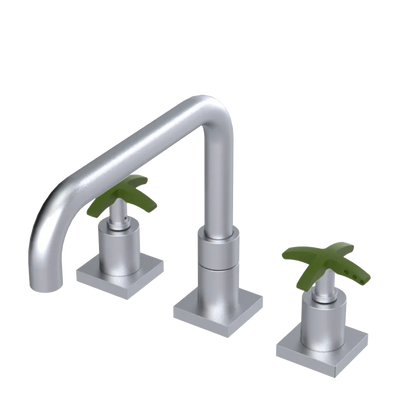 Rubinet Widespread Kitchen Set with Genesis Spout Satin Chrome