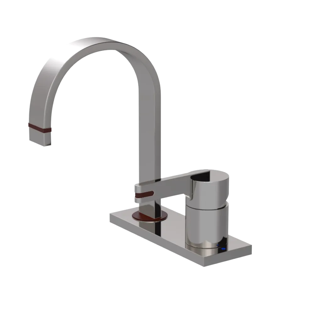 Rubinet 4" Centre Single Control Lav. Set (less drain) Polished Nickel