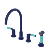Rubinet Widespread Kitchen Set with Hand Spray Midnight Blue