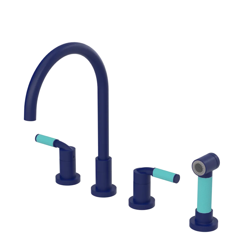 Rubinet Widespread Kitchen Set with Hand Spray Midnight Blue