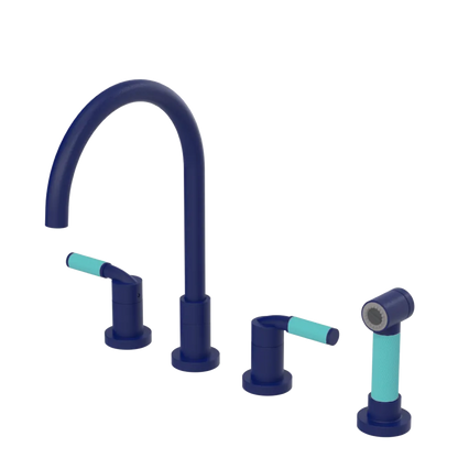 Rubinet Widespread Kitchen Set with Hand Spray Midnight Blue