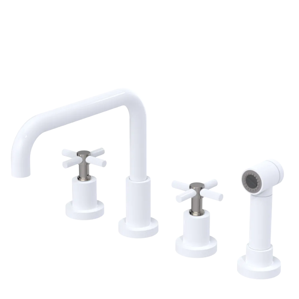 Rubinet Widespread Kitchen Set with Hand Spray White
