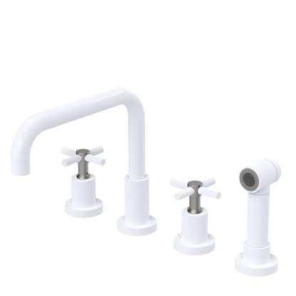 Rubinet Widespread Kitchen Set with Hand Spray White