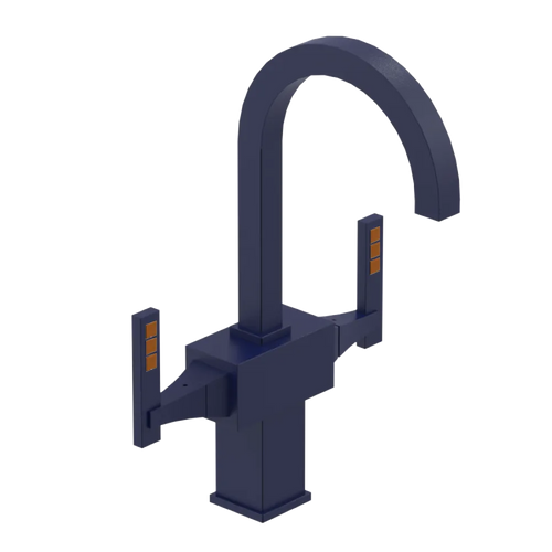 Rubinet Single Hole Dual Handle Lav. Set. (less drain) Midnight Blue
