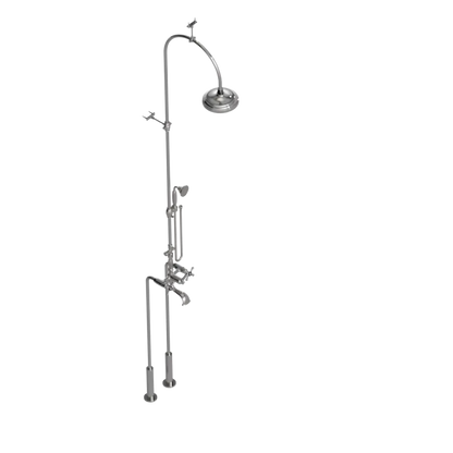Rubinet Floor Mount Tub & Shower with hand held shower Polished Nickel
