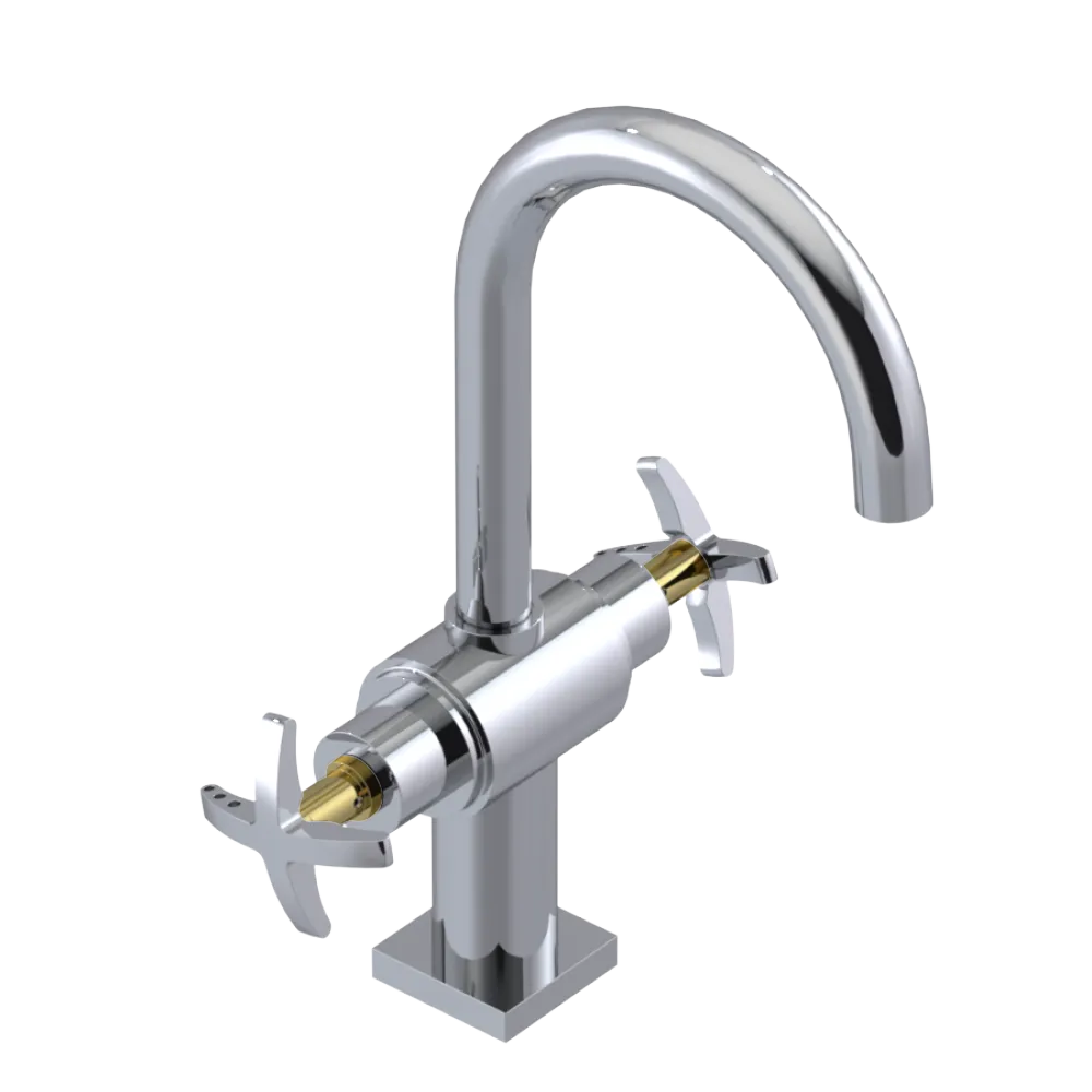 Rubinet Single Hole Dual Handle Lav. Set. (less drain) Chrome