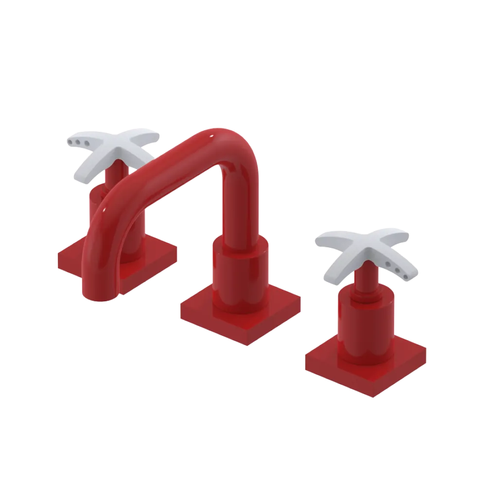 Rubinet Widespread Lav. Set. with Genesis spout (less drain) Red