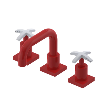 Rubinet Widespread Lav. Set. with Genesis spout (less drain) Red