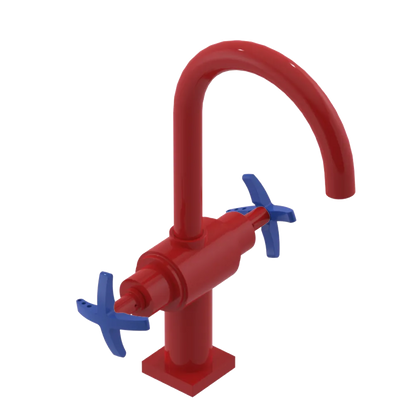 Rubinet Single Hole Dual Handle Lav. Set. (less drain) Red
