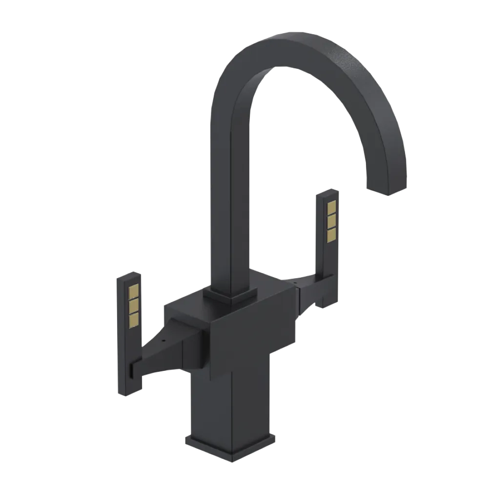 Rubinet Single Hole Dual Handle Lav. Set. (less drain) Matt Black