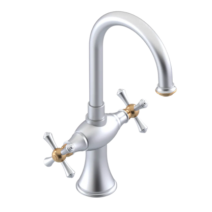 Rubinet Single Hole Dual Handle Lav. Set. (less drain) Satin Chrome