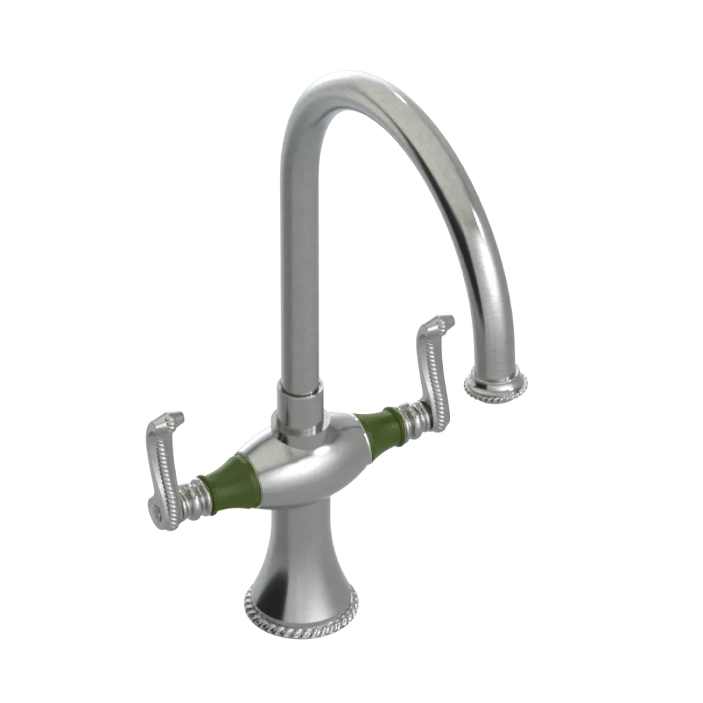 Rubinet Two Handle Single Hole Kitchen Set Satin Nickel