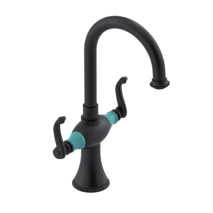 Rubinet Single Hole Dual Handle Lav. Set. (less drain) Matt Black