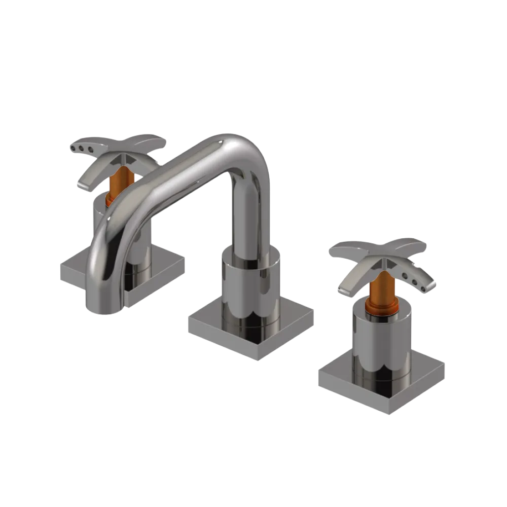 Rubinet Widespread Lav. Set. with Genesis spout (less drain) Polished Nickel