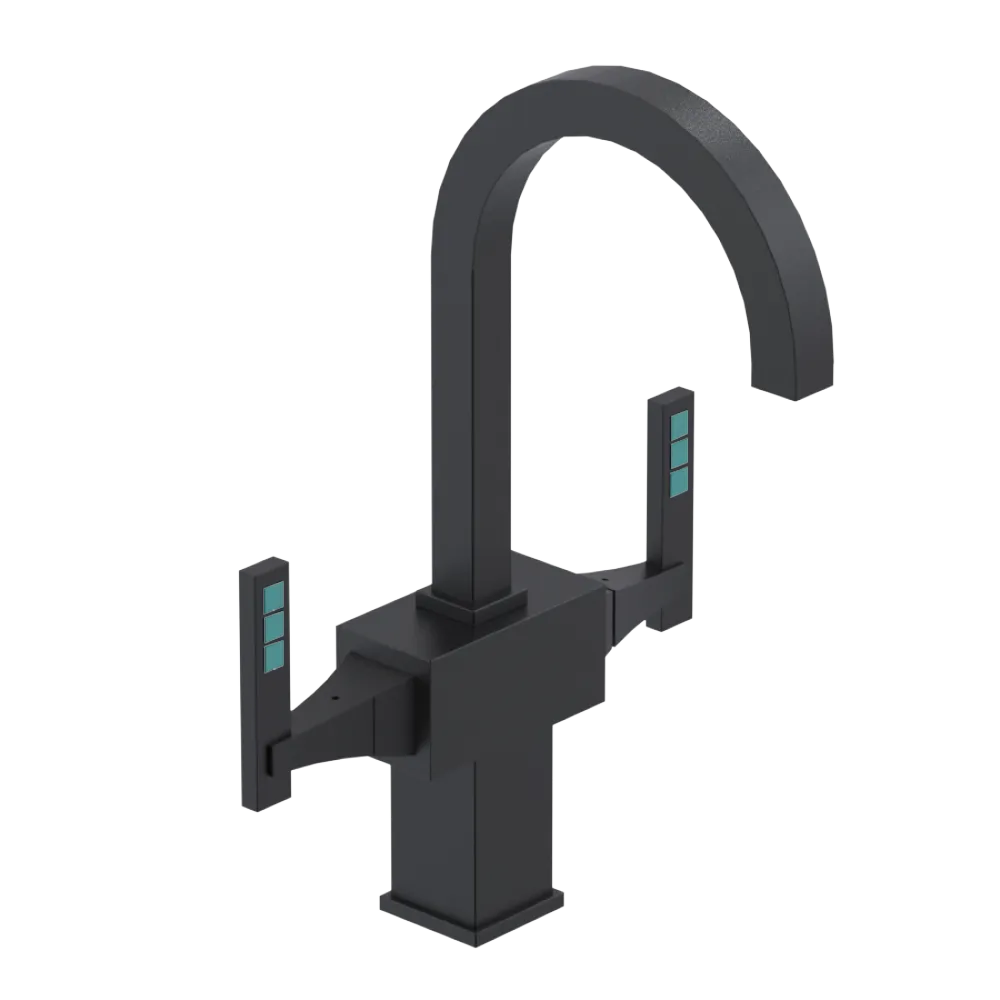 Rubinet Single Hole Dual Handle Lav. Set. (less drain) Matt Black