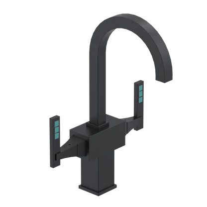 Rubinet Single Hole Dual Handle Lav. Set. (less drain) Matt Black