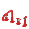 Rubinet Widespread Kitchen Set with Genesis Spout with Hand Spray Red