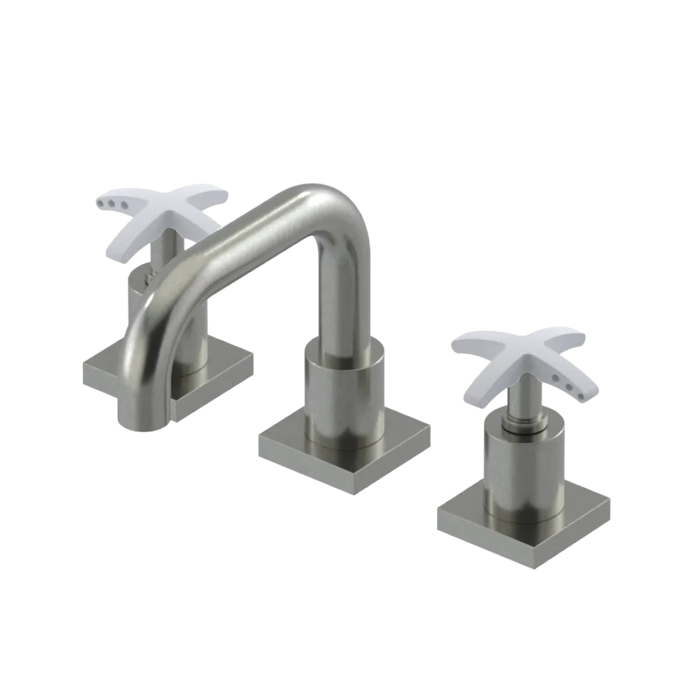 Rubinet Widespread Lav. Set. with Genesis spout (less drain) Satin Nickel