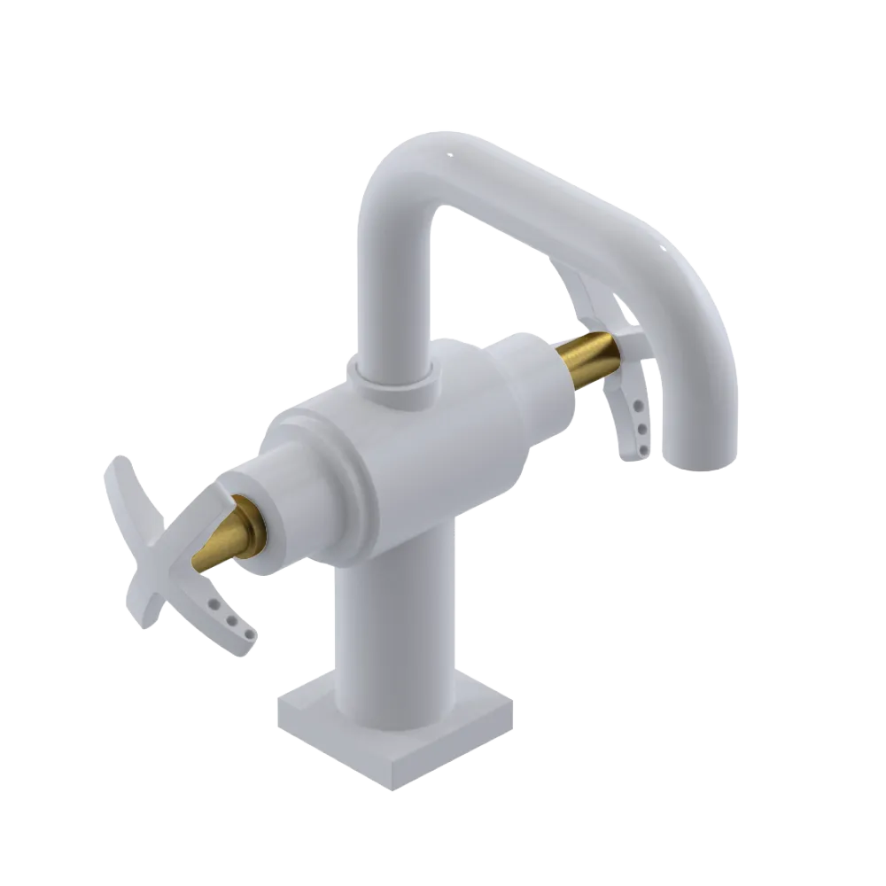 Rubinet Single Hole Dual Handle Lav. Set. with Genesis spout (less drain) White